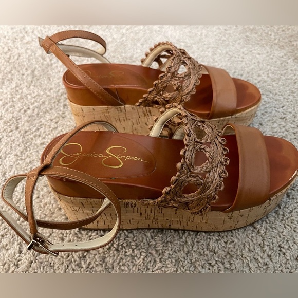 Jessica Simpson Brown Wedge Espadrilles with Ankle Strap - Picture 2 of 9